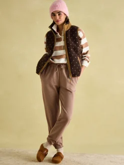 Hot Joules Lilah Chocolate Brown Printed Gilet ChocolateBrown