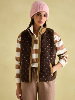 Hot Joules Lilah Chocolate Brown Printed Gilet ChocolateBrown