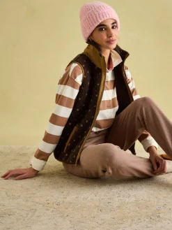 Hot Joules Lilah Chocolate Brown Printed Gilet ChocolateBrown