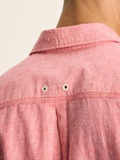 Online Joules Linen Blend Plain Short Sleeve Shirt Pink