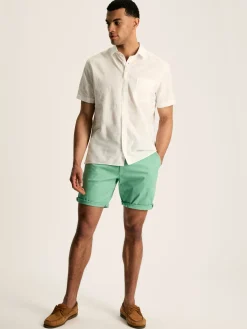 Outlet Joules Linen Blend Plain Short Sleeve Shirt White