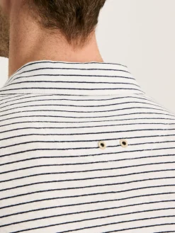 Discount Joules Linen Blend Striped Polo Shirt White