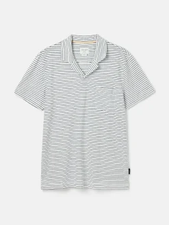 Discount Joules Linen Blend Striped Polo Shirt White
