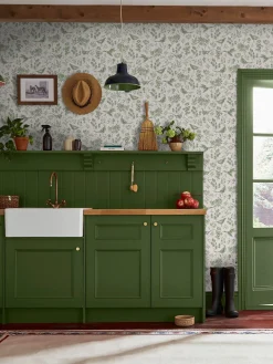 Online Joules Linen Green Pheasant Print 10M Wallpaper LinenGreen