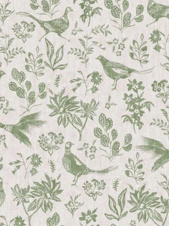 Online Joules Linen Green Pheasant Print 10M Wallpaper LinenGreen