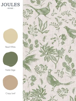 Online Joules Linen Green Pheasant Print 10M Wallpaper LinenGreen