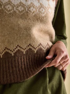 Discount Joules Lowry Knitted Fair Isle Vest Brown