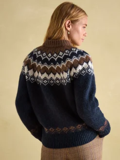 Hot Joules Lowry Fair Isle Jumper Navy/Camel