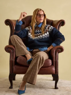Hot Joules Lowry Fair Isle Jumper Navy/Camel