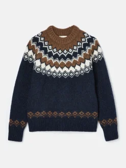 Hot Joules Lowry Fair Isle Jumper Navy/Camel