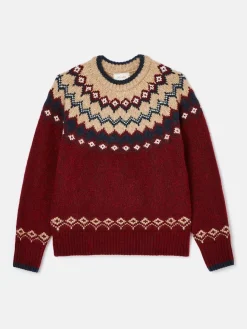 Outlet Joules Lowry Fair Isle Jumper Red/Navy