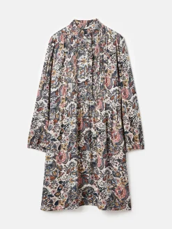 Outlet Joules Lucia Brown Floral Frilled Midi Dress BrownFloral