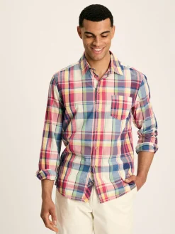 Outlet Joules Madras Long Sleeve Cotton Check Shirt Blue/Pink