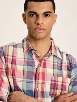 Outlet Joules Madras Long Sleeve Cotton Check Shirt Blue/Pink