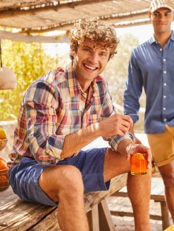 Outlet Joules Madras Long Sleeve Cotton Check Shirt Blue/Pink