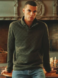 Best Joules Malton Quilted Jersey Pullover Sweatshirt Green