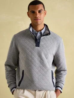 Sale Joules Malton Quilted Jersey Pullover Sweatshirt Grey