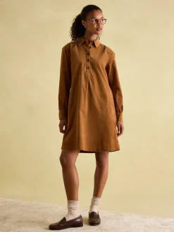 Joules Maple Corduroy Shirt Dress Brown