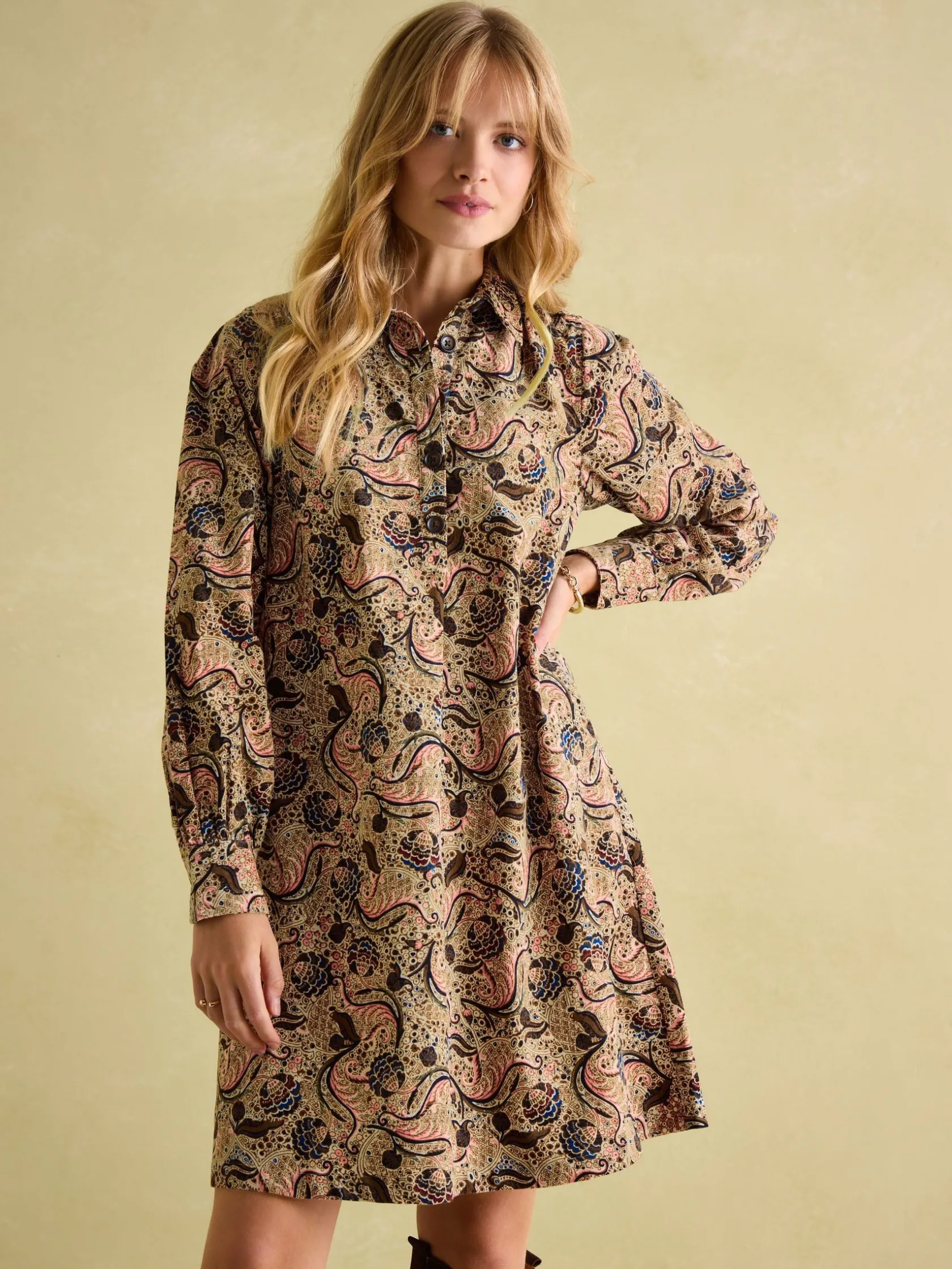Best Joules Maple Floral Paisley Corduroy Shirt Dress FloralPaisley
