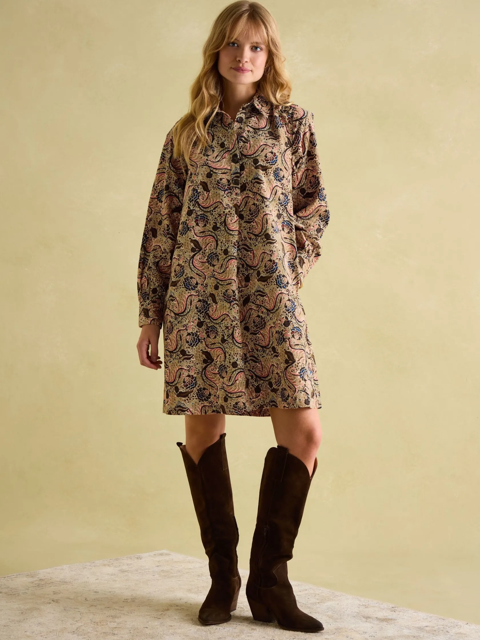 Best Joules Maple Floral Paisley Corduroy Shirt Dress FloralPaisley