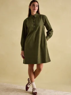 Discount Joules Maple Khaki Green Corduroy Shirt Dress KhakiGreen