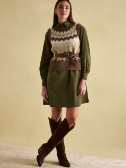 Discount Joules Maple Khaki Green Corduroy Shirt Dress KhakiGreen