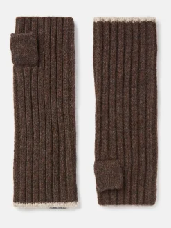 Online Joules Marie Fingerless Gloves Brown