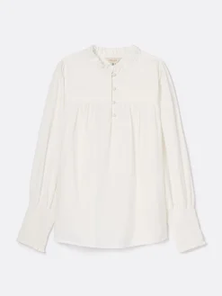 Online Joules Mariella Cotton Frill Neck Blouse Cream
