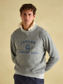 Hot Joules Mason Grey Marl Graphic Crew Neck Jumper GreyMarl