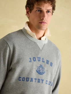 Hot Joules Mason Grey Marl Graphic Crew Neck Jumper GreyMarl