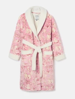 Joules Matilda Fleece Lined Striped Dressing Gown Pink