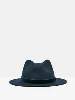 Hot Joules Maude Navy Blue Wool Fedora Hat NavyBlue