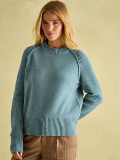 Discount Joules May Merino Wool Jumper with Detachable Roll Neck Blue