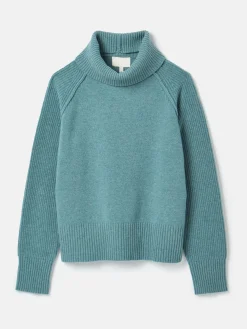 Discount Joules May Merino Wool Jumper with Detachable Roll Neck Blue