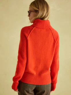 Joules May Merino Wool Jumper with Detachable Roll Neck Orange