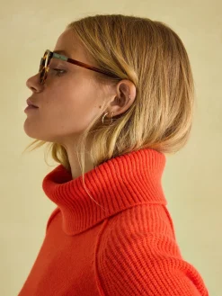 Joules May Merino Wool Jumper with Detachable Roll Neck Orange