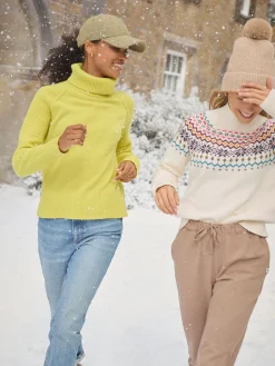 Online Joules May Merino Wool Jumper with Detachable Roll Neck Yellow