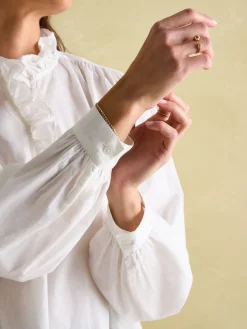 Online Joules Melanie Cotton Ruffle Blouse White