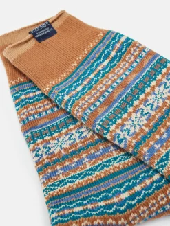 Online Joules Men's Alby Fair Isle Socks (size 7-12) Brown/Cream