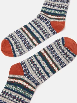 Joules Men's Alby Fair Isle Socks (size 7-12) Grey