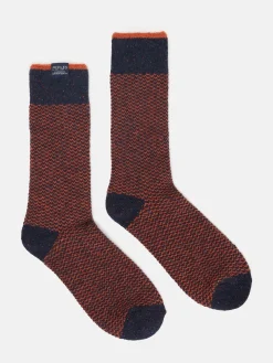 Best Joules Men's Cabin Socks Rust/Navy
