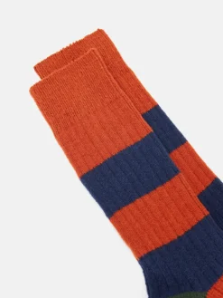 Joules Men's Gibson Cosy Striped Socks Orange/Navy
