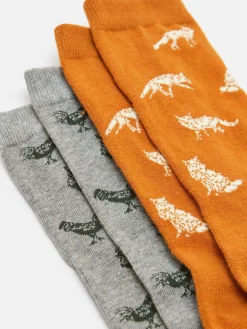 Clearance Joules Men's Kingsbury Grey Hen 2 Pack Socks (size 7-12) GreyHen