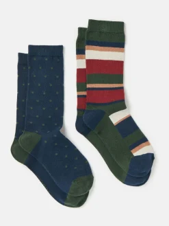 Discount Joules Men's Kingsbury Multi Navy 2 Pack Socks (size 7-12) MultiNavy