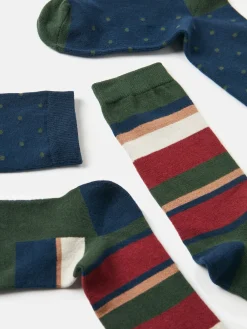 Discount Joules Men's Kingsbury Multi Navy 2 Pack Socks (size 7-12) MultiNavy