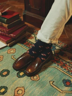 Hot Joules Men's Kingsbury 2 Pack Socks (size 7-12) Navy/Burgundy