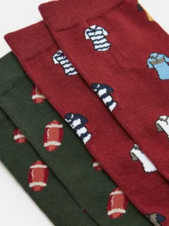 Best Joules Men's Kingsbury 2 Pack Socks (size 7-12) Red/Green