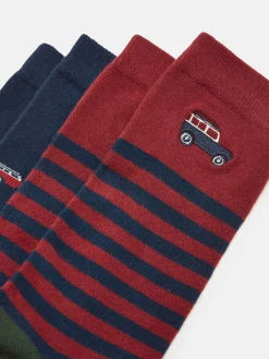 Online Joules Men's Kingsbury 2 Pack Socks (size 7-12) Red/Navy