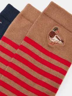 Best Joules Men's Kingsbury 2 Pack Socks (size 7-12) Tan/Navy