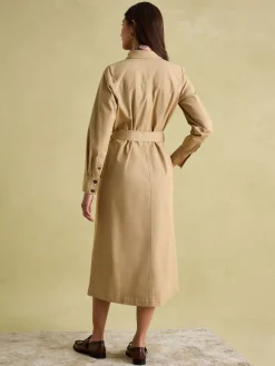 Discount Joules Meredith Tan Brown Midi Shirt Dress TanBrown